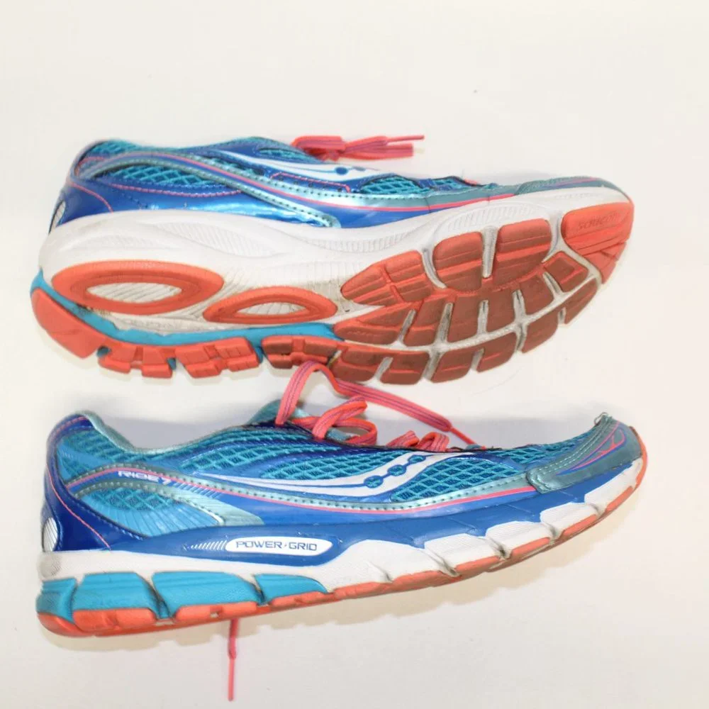 Saucony Ride 7 Running Shoes Turquoise Blue Coral OrangeS10241-1 Womens Size 9M - Picture 8 of 11